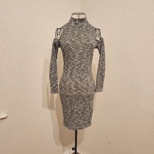 Gray Long Sleeve Knit Dress